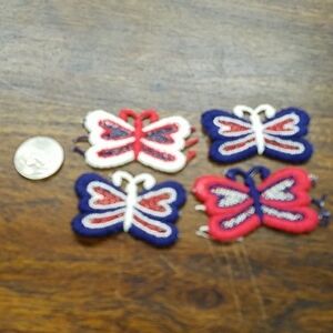 Vintage Sew On Patch Set of 4 Butterflies